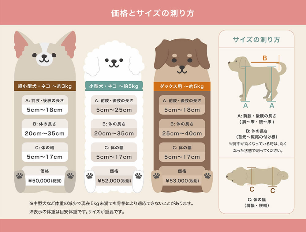 てくてくB サイズ表